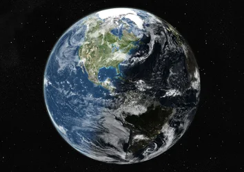 Globus zentriert auf die Amerikas, Satellitenbild in Echtfarben